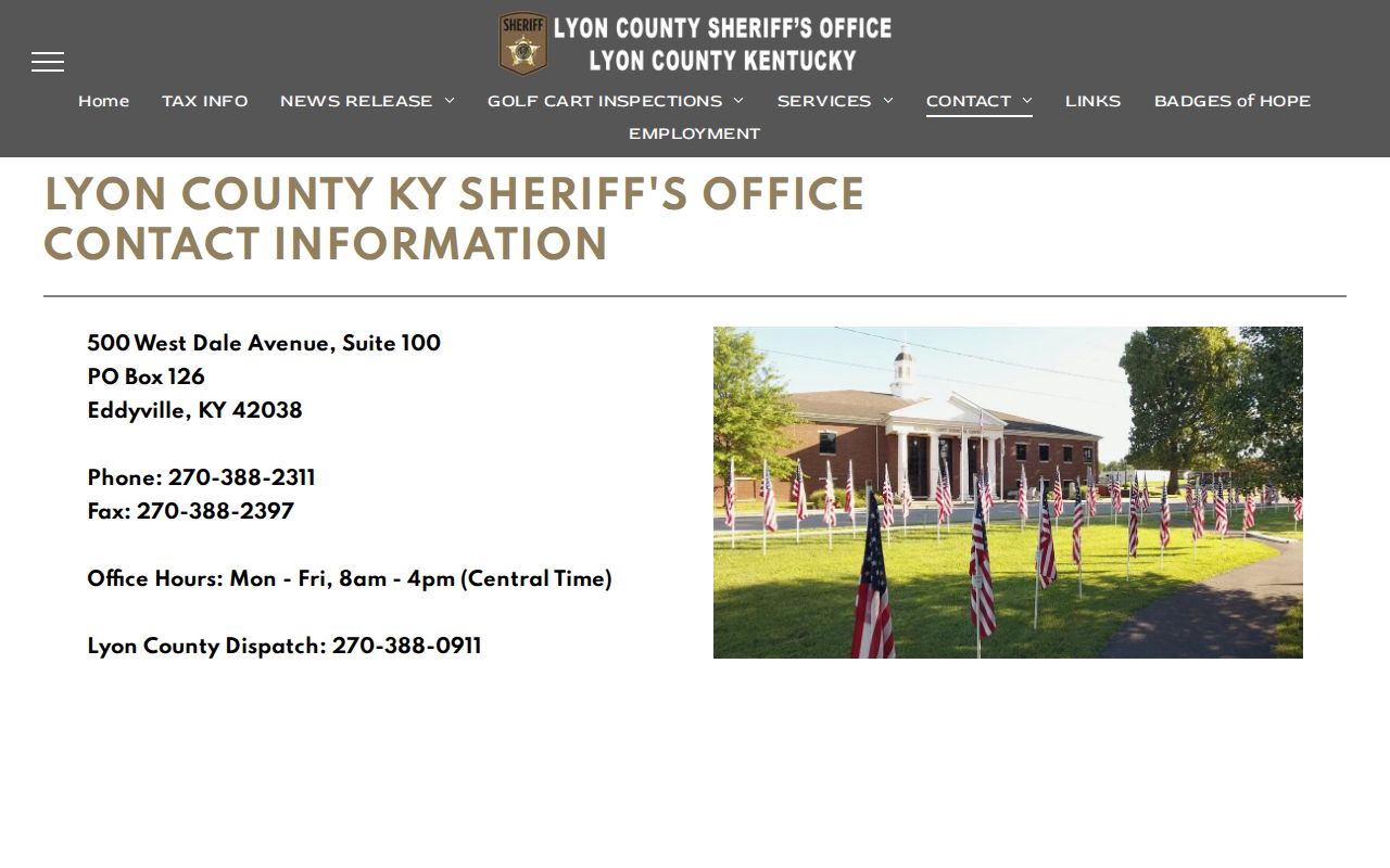 Lyon County Sheriff warrant service contact page